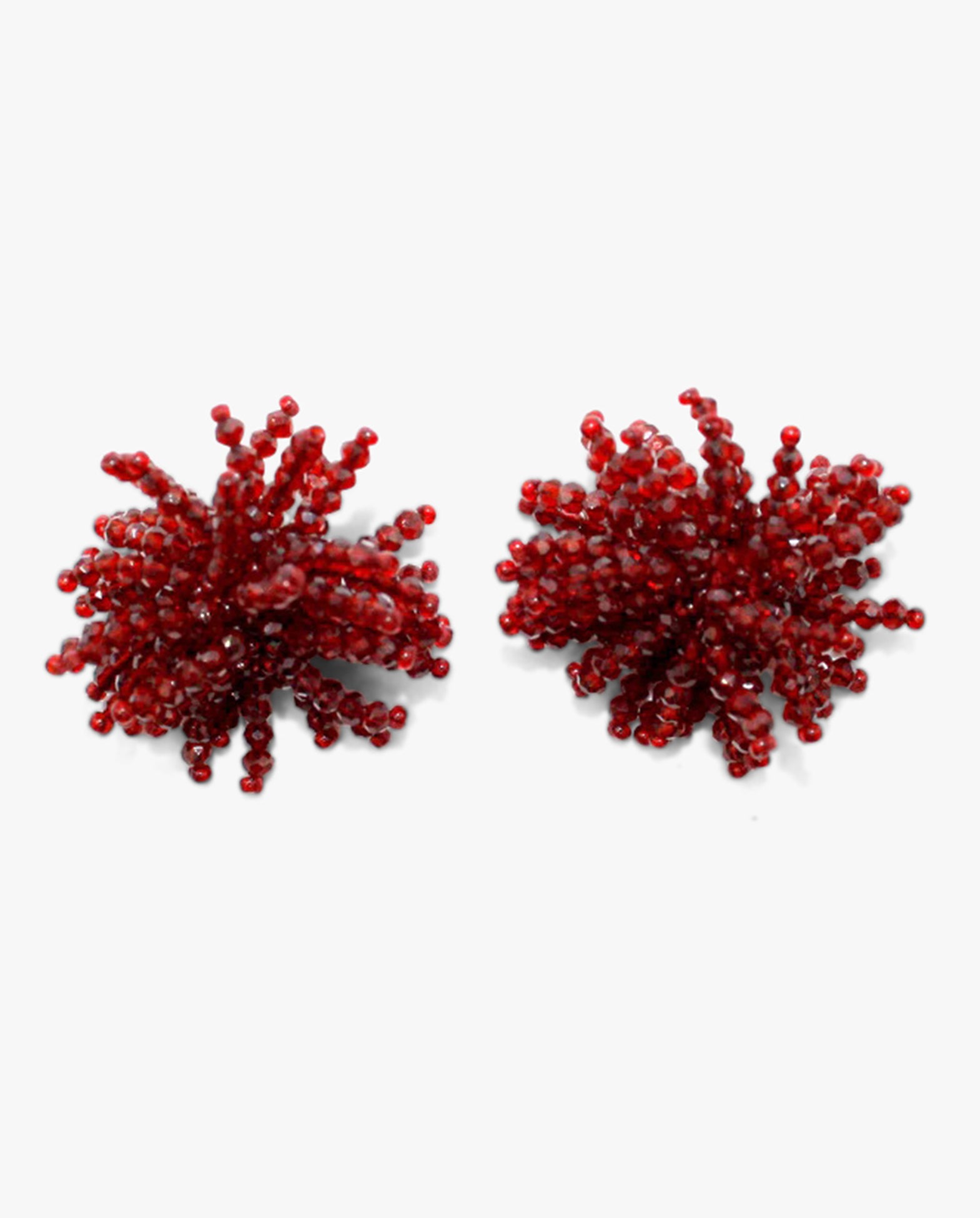 Pompom Earrings Burgundy