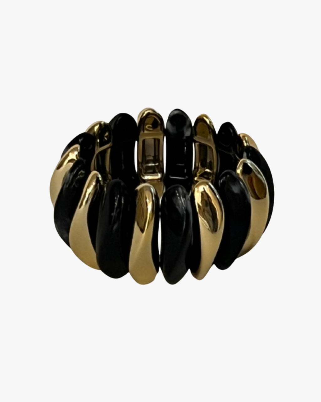 Elastic Bangles Set Black, Ivory, Gold