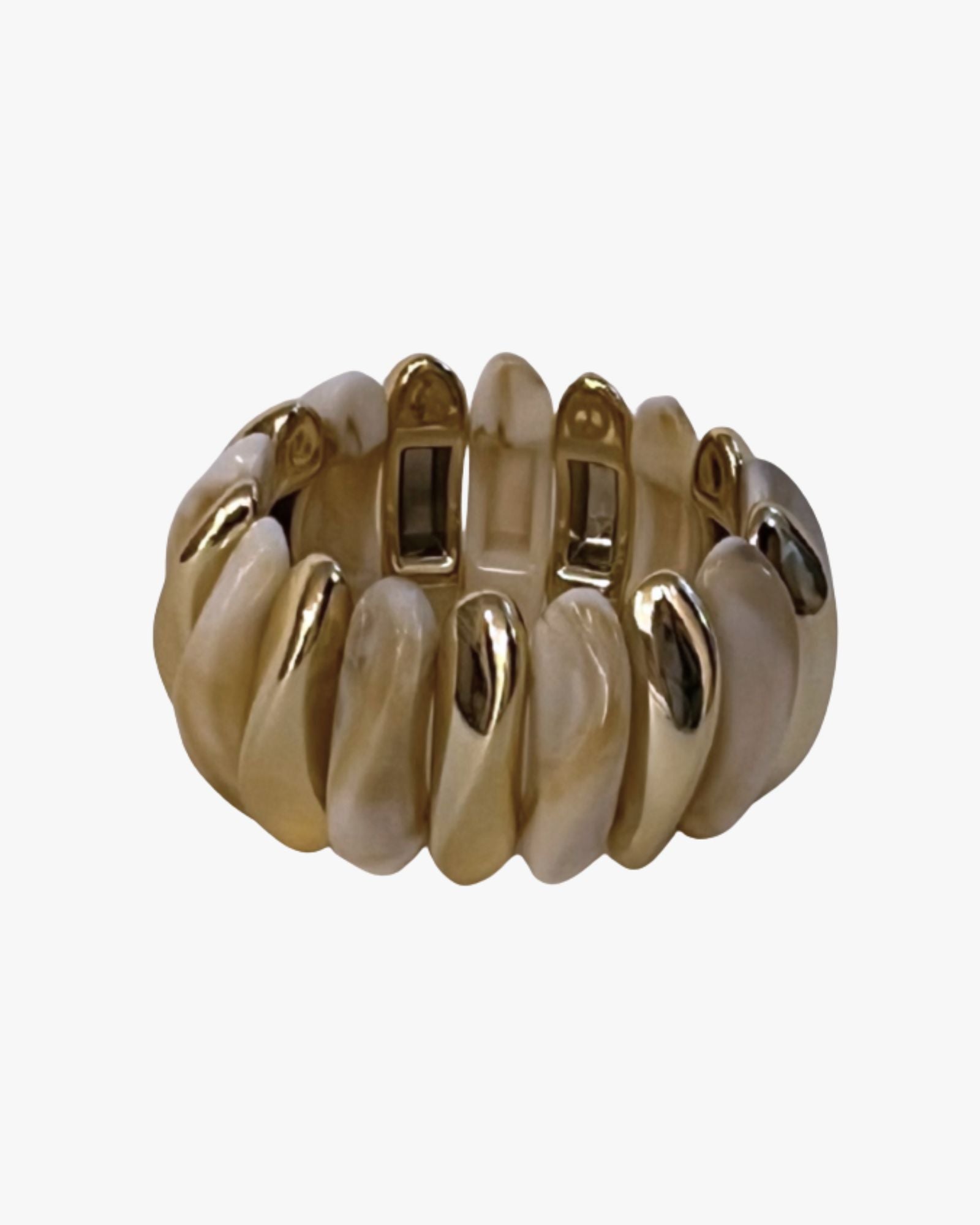 Elastic Bangles Set Black, Ivory, Gold