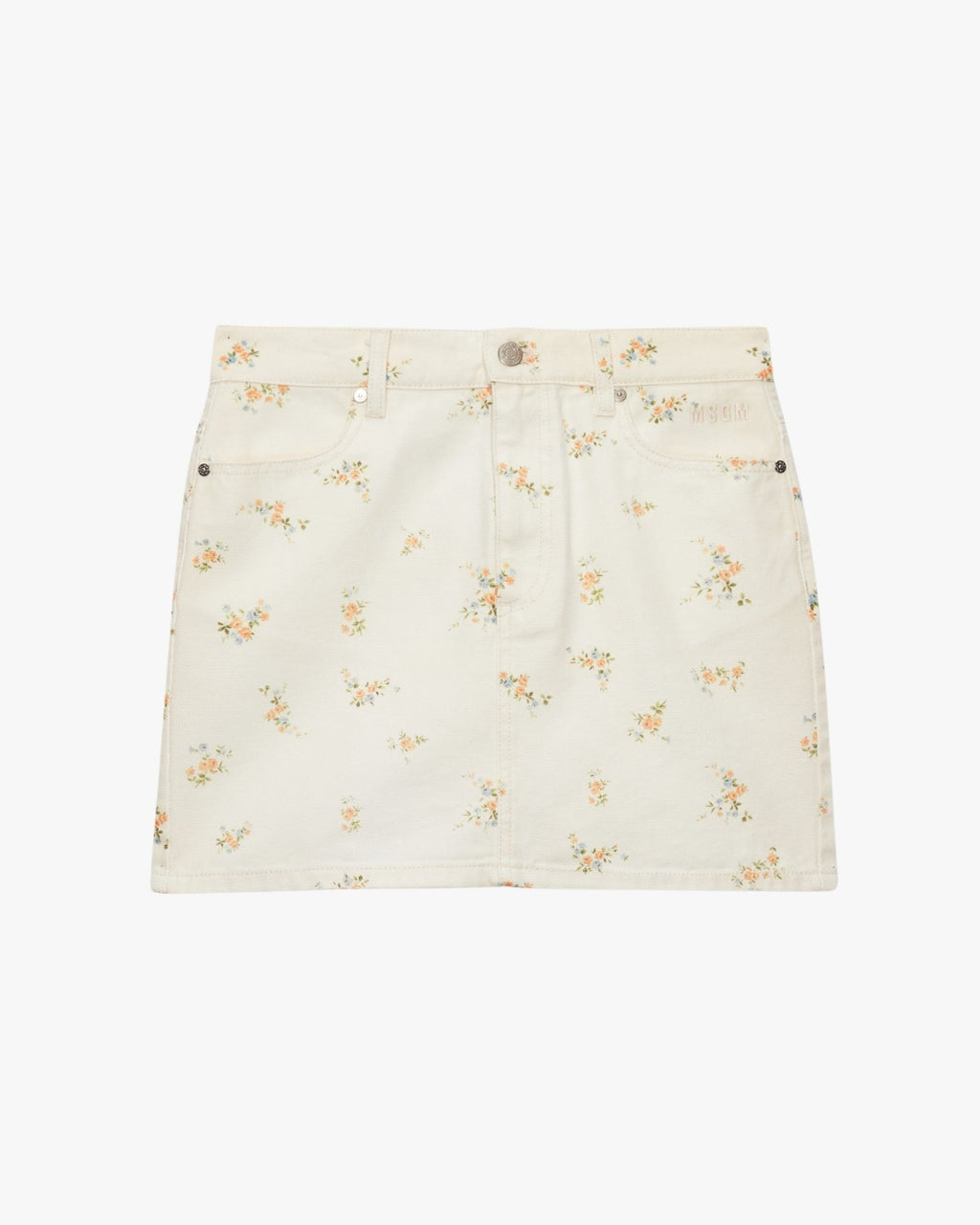 Minigonna in tela bianca sporca MSGM con stampa floreale