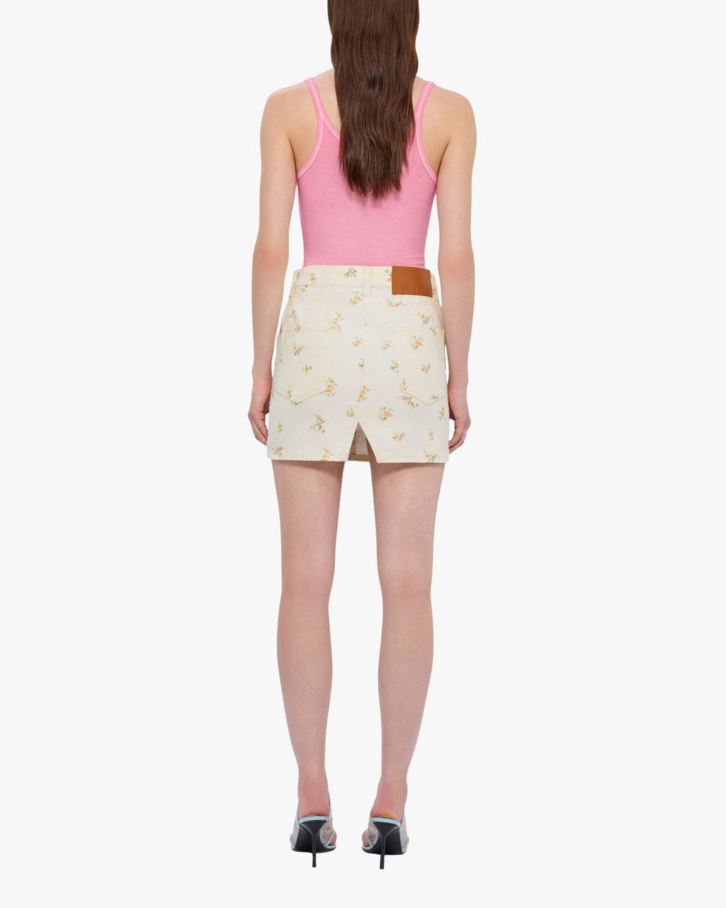 Minigonna in tela bianca sporca MSGM con stampa floreale