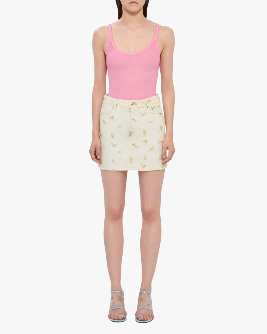 Minigonna in tela bianca sporca MSGM con stampa floreale