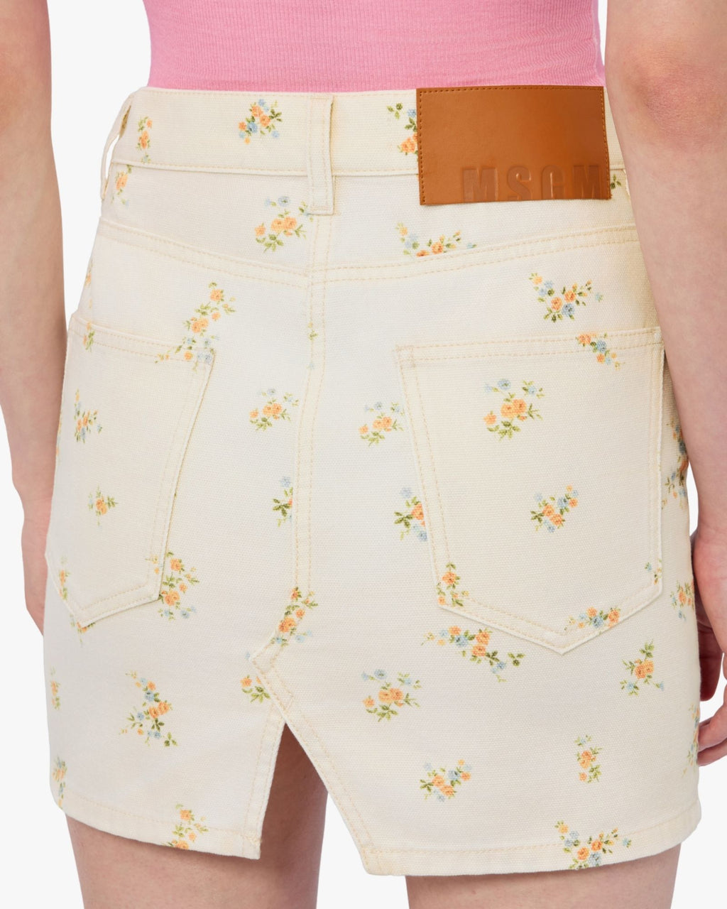 Minigonna in tela bianca sporca MSGM con stampa floreale