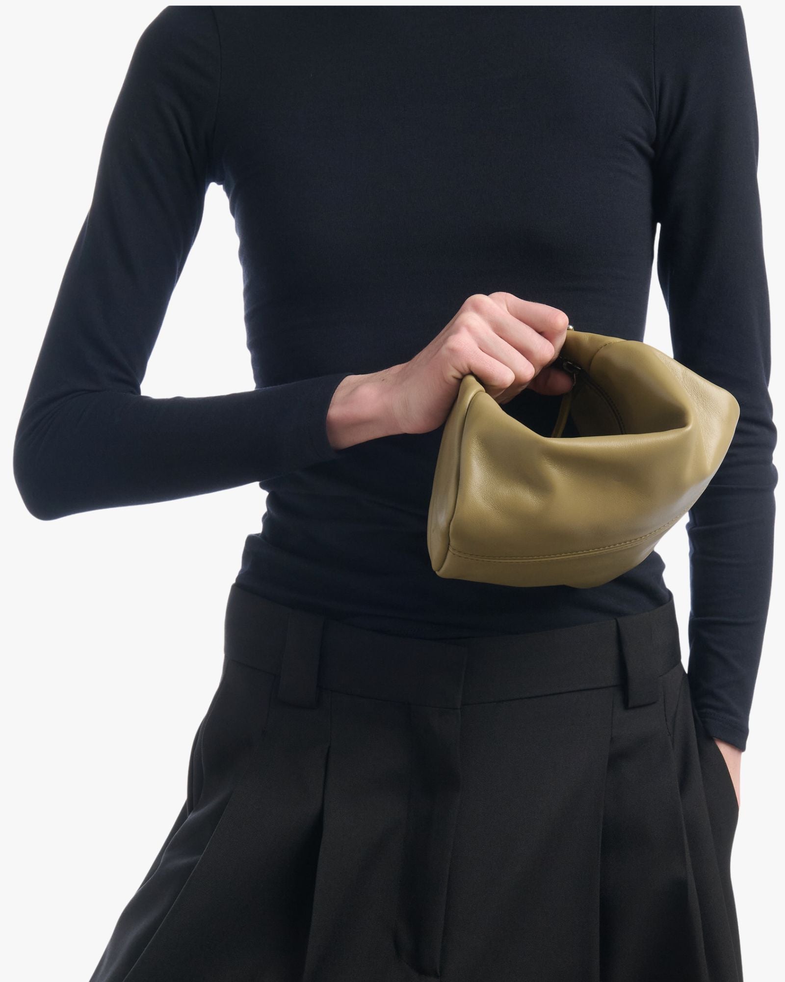 Joy Small Nappa Leather Bag – Olive