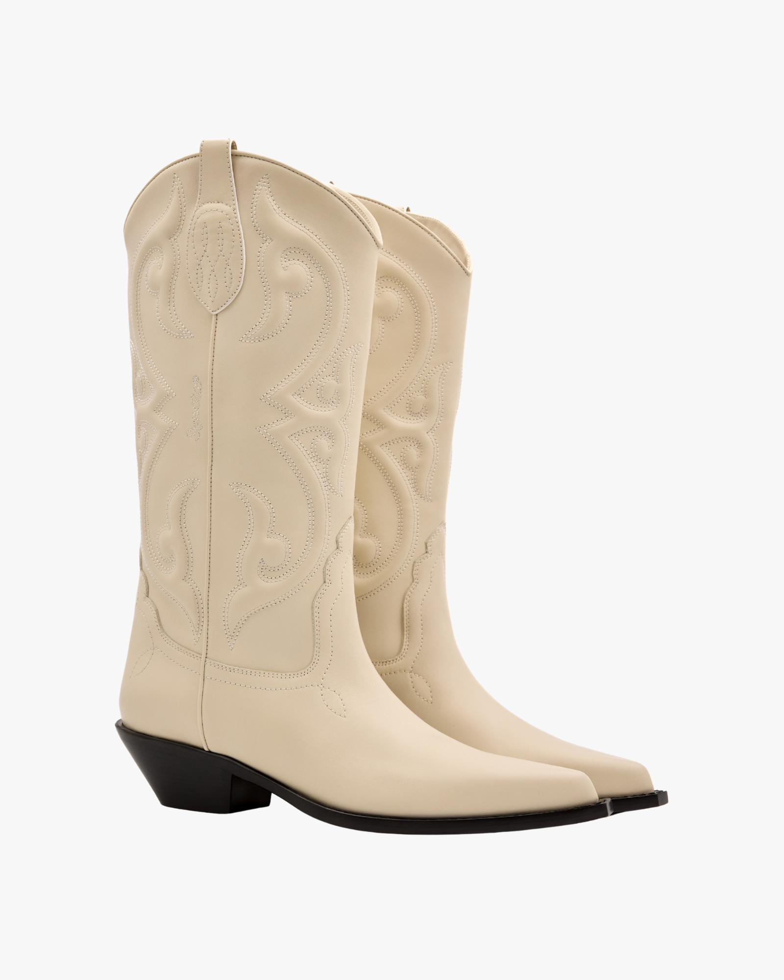 Yuma Cowboy Boots in Off White Veal Nappa
